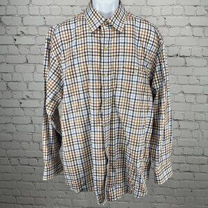 Orvis Multicolor Check Cotton Long Sleeve Button Up Lightweight Shirt Size XL